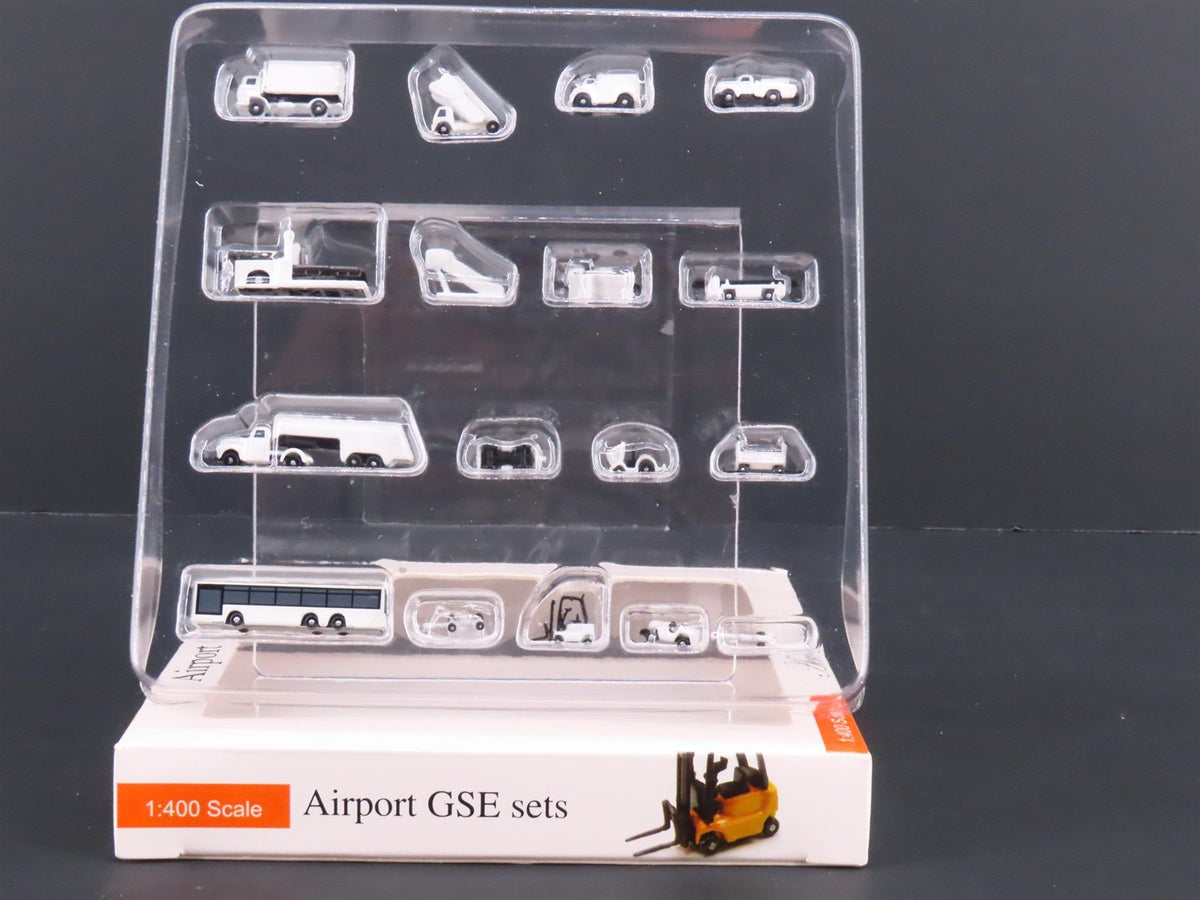 1:400 Scale Aero Classics White Airport GSE (Ground Support Equipment) 17-Pcs.