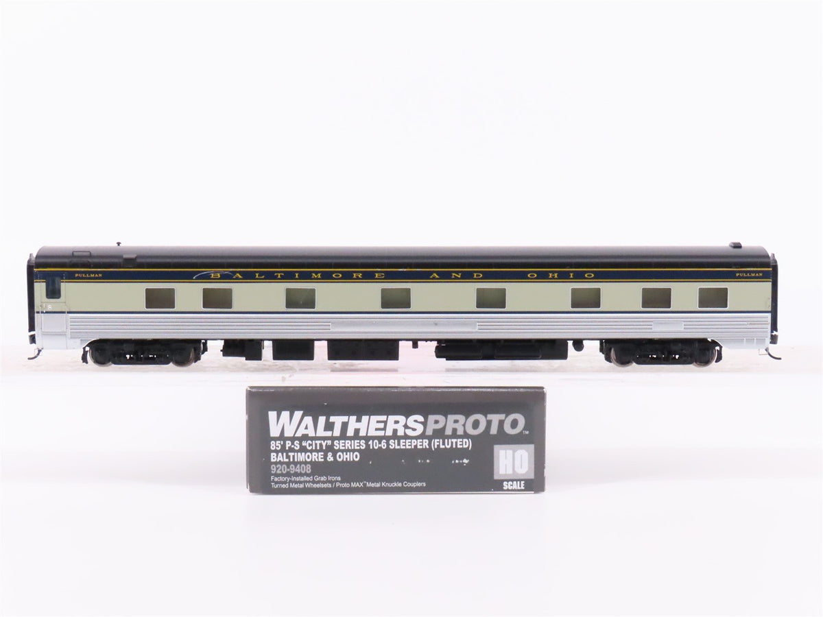 HO Walthers Proto 920-9408 B&amp;O Baltimore &amp; Ohio 85&#39; Sleeper Passenger - Lighted