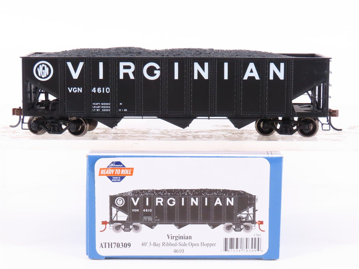 HO Scale Athearn ATH70309 VGN Virginia Railroad 40&#39; 3-Bay Open Hopper #4610