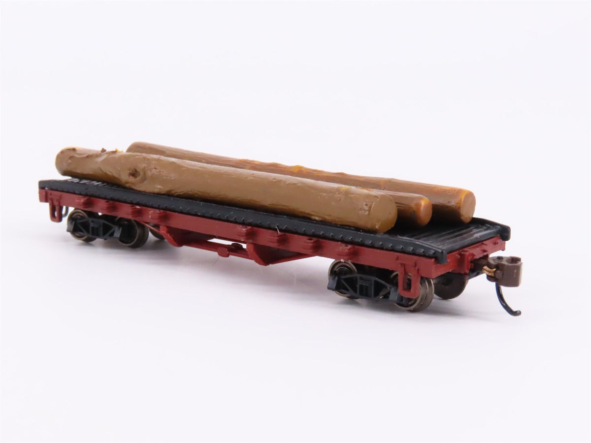 N Scale Bachmann 18351 Unlettered ACF 40&#39; 1935-1960 Version Log Car w/ Loads