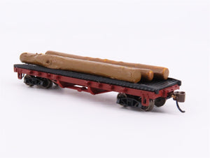 N Scale Bachmann 18351 Unlettered ACF 40' 1935-1960 Version Log Car w/ Loads