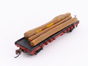 N Scale Bachmann 18351 Unlettered ACF 40' 1935-1960 Version Log Car w/ Loads