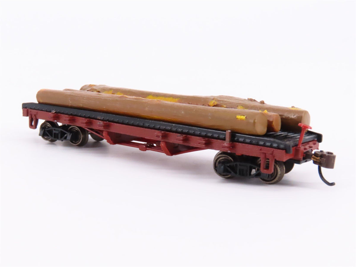 N Scale Bachmann 18351 Unlettered ACF 40&#39; 1935-1960 Version Log Car w/ Loads