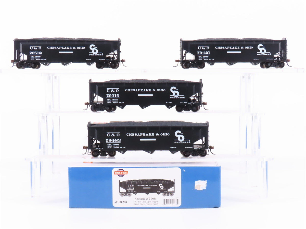 HO Scale Athearn ATH70290 C&amp;O Chesapeake &amp; Ohio 40&#39; 3-Bay Open Hopper 4-Pack