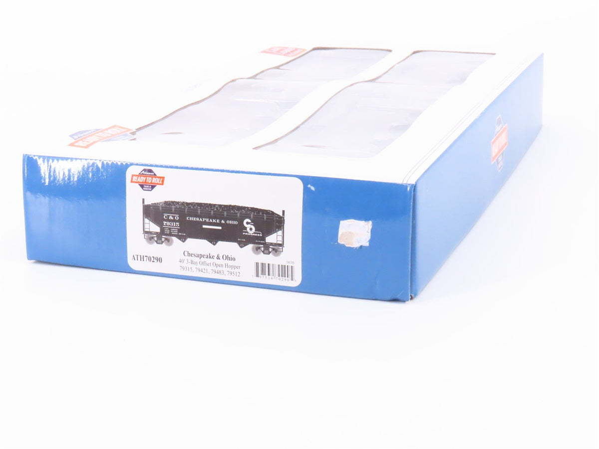 HO Scale Athearn ATH70290 C&amp;O Chesapeake &amp; Ohio 40&#39; 3-Bay Open Hopper 4-Pack