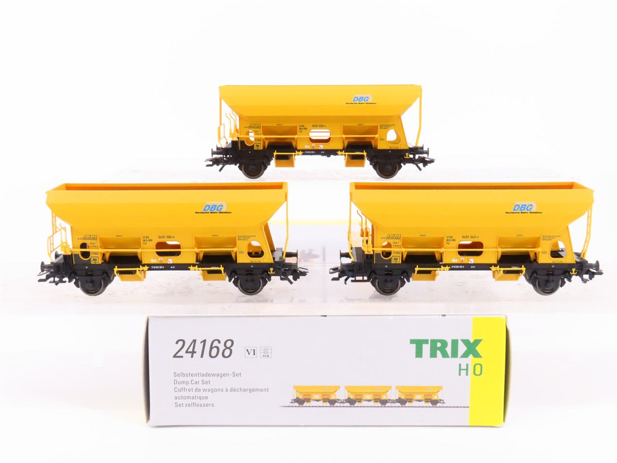 HO Scale Trix 24168 DBG Deutsche Bahn Gleisbau FCS Side Dump Hopper 3-Car Pack