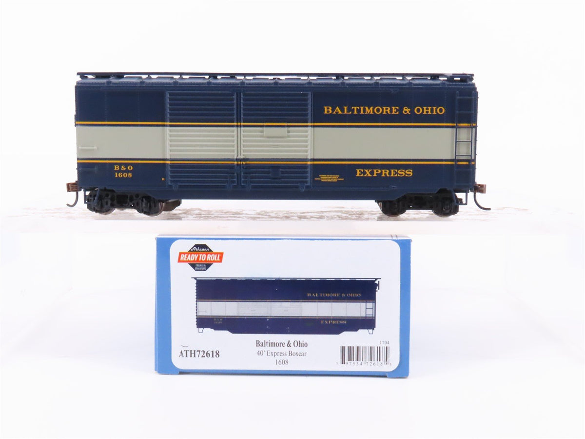 HO Scale Athearn ATH72618 B&amp;O Baltimore &amp; Ohio 40&#39; Express Box Car #1608