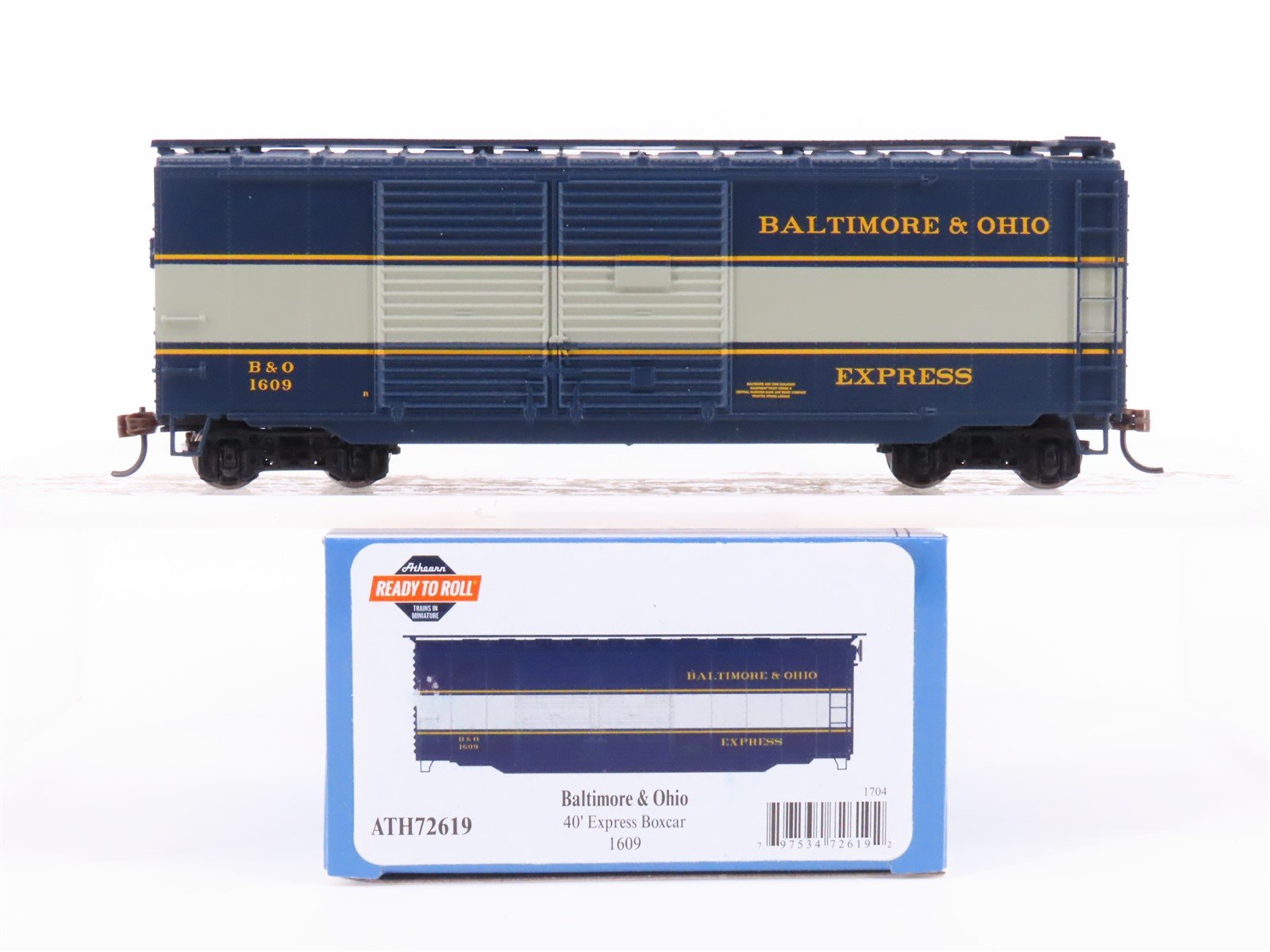 HO Scale Athearn ATH72619 B&O Baltimore & Ohio 40' Express Box Car #1609