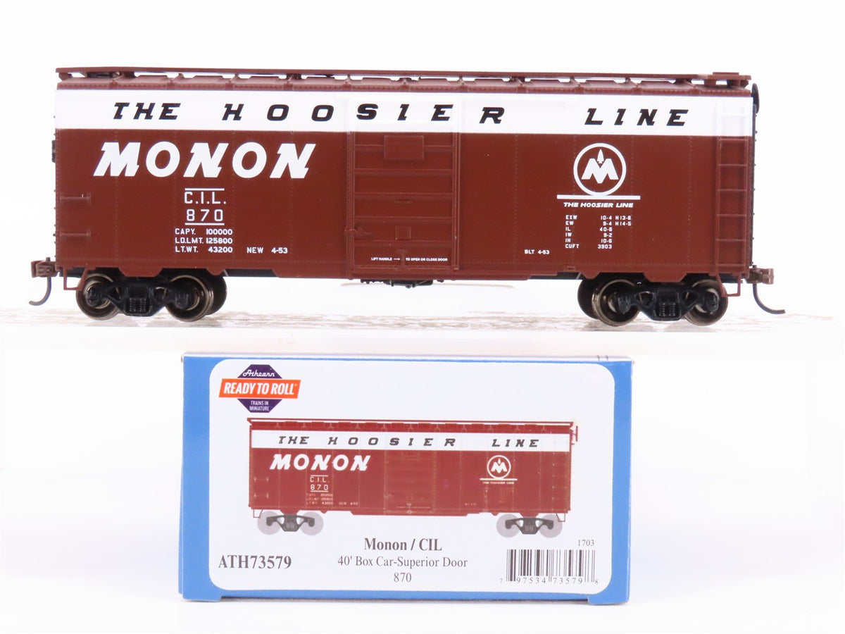 HO Scale Athearn ATH73579 CIL Monon Hoosier Line 40&#39; Single Door Box Car #870