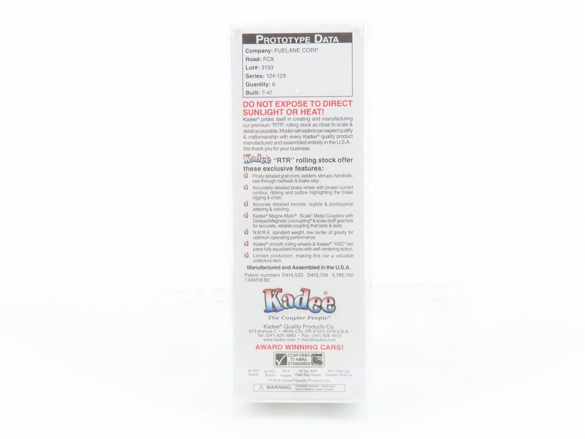 HO Scale Kadee 9011 FCX Fuelane Corporation Single Dome Tank Car #126 - Sealed