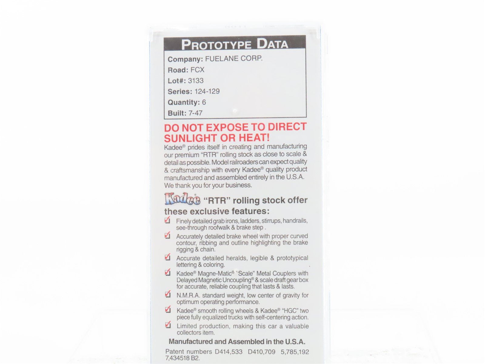 HO Scale Kadee 9011 FCX Fuelane Corporation Single Dome Tank Car #126 - Sealed