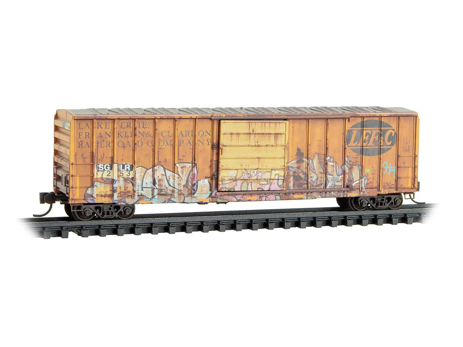 N Micro-Trains MTL 02544951 SGLR/ex-LEF&C Box Car w/Graffiti - Ex-Per Diem #9