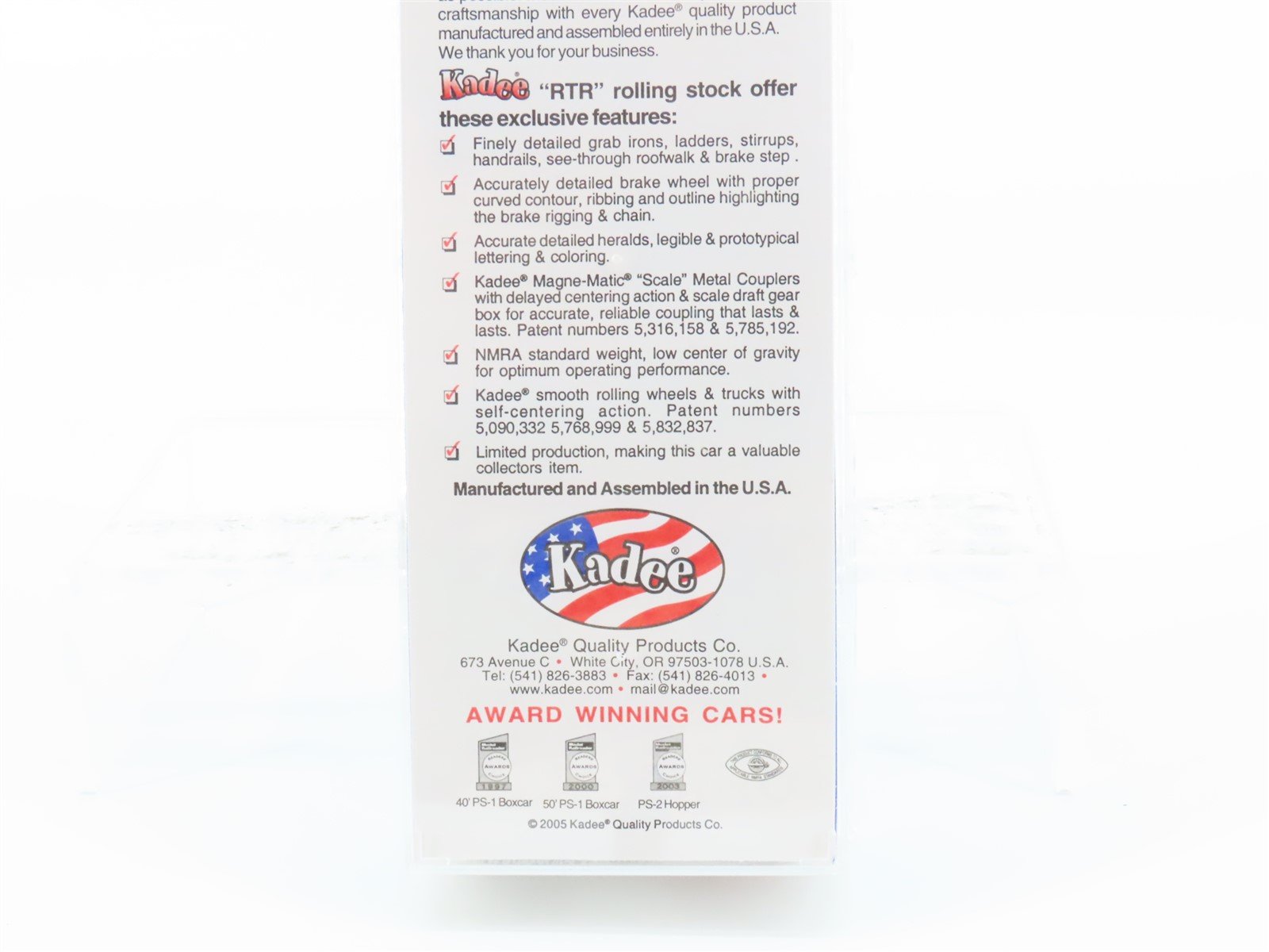 HO Scale Kadee 8324 RUT Rutland Railroad 2-Bay Covered Hopper #505 - Sealed