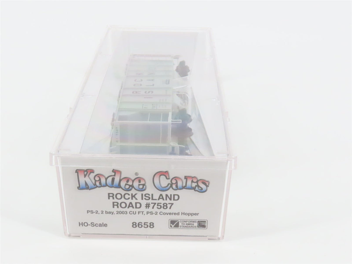 HO Scale Kadee 8658 RI Rock Island Railroad 2-Bay Covered Hopper #7587 - Sealed