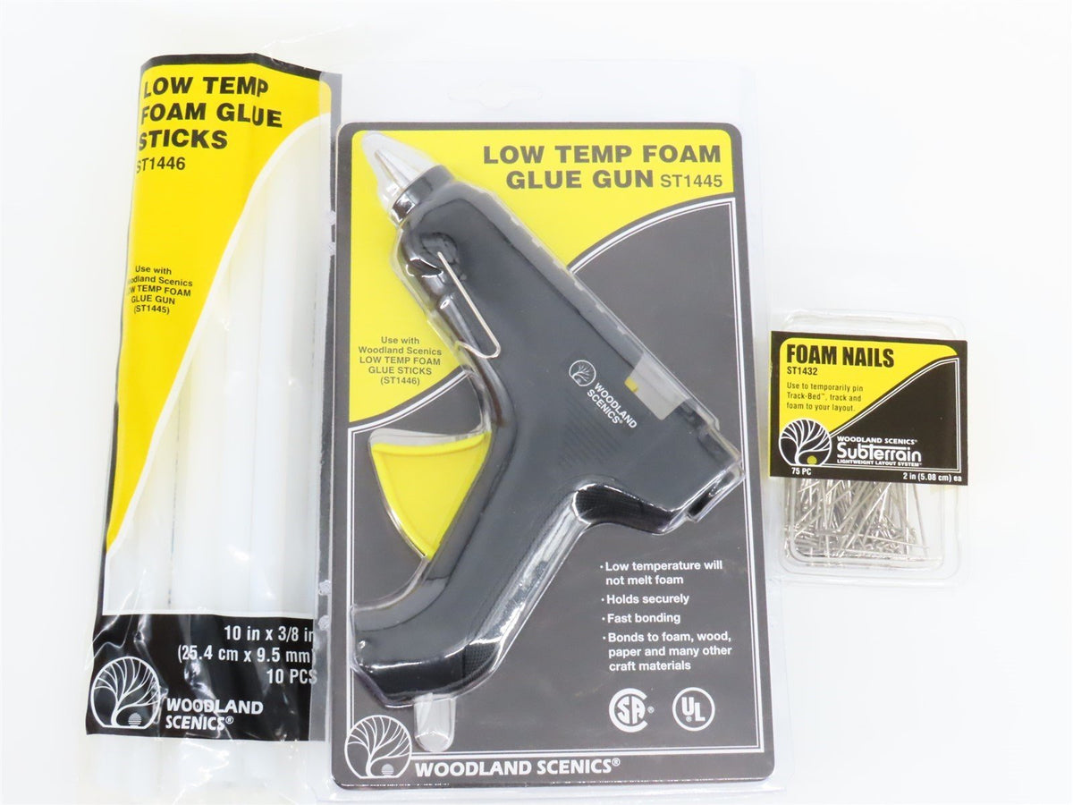 Woodland Scenics ST1445 Low Temp Foam Glue Gun Set w/ Glue Sticks &amp; Foam Nails