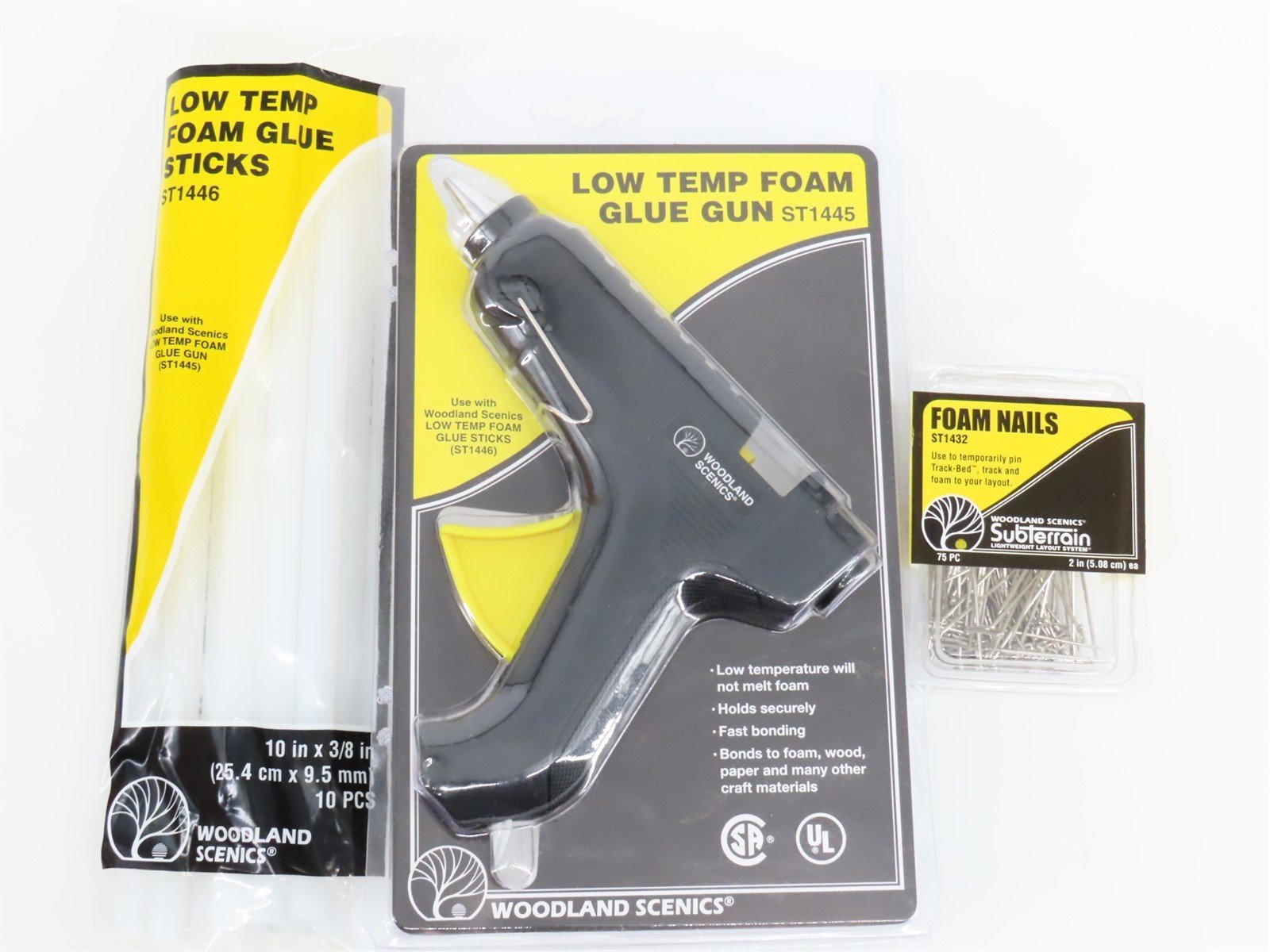 Woodland Scenics ST1445 Low Temp Foam Glue Gun Set w/ Glue Sticks & Foam Nails