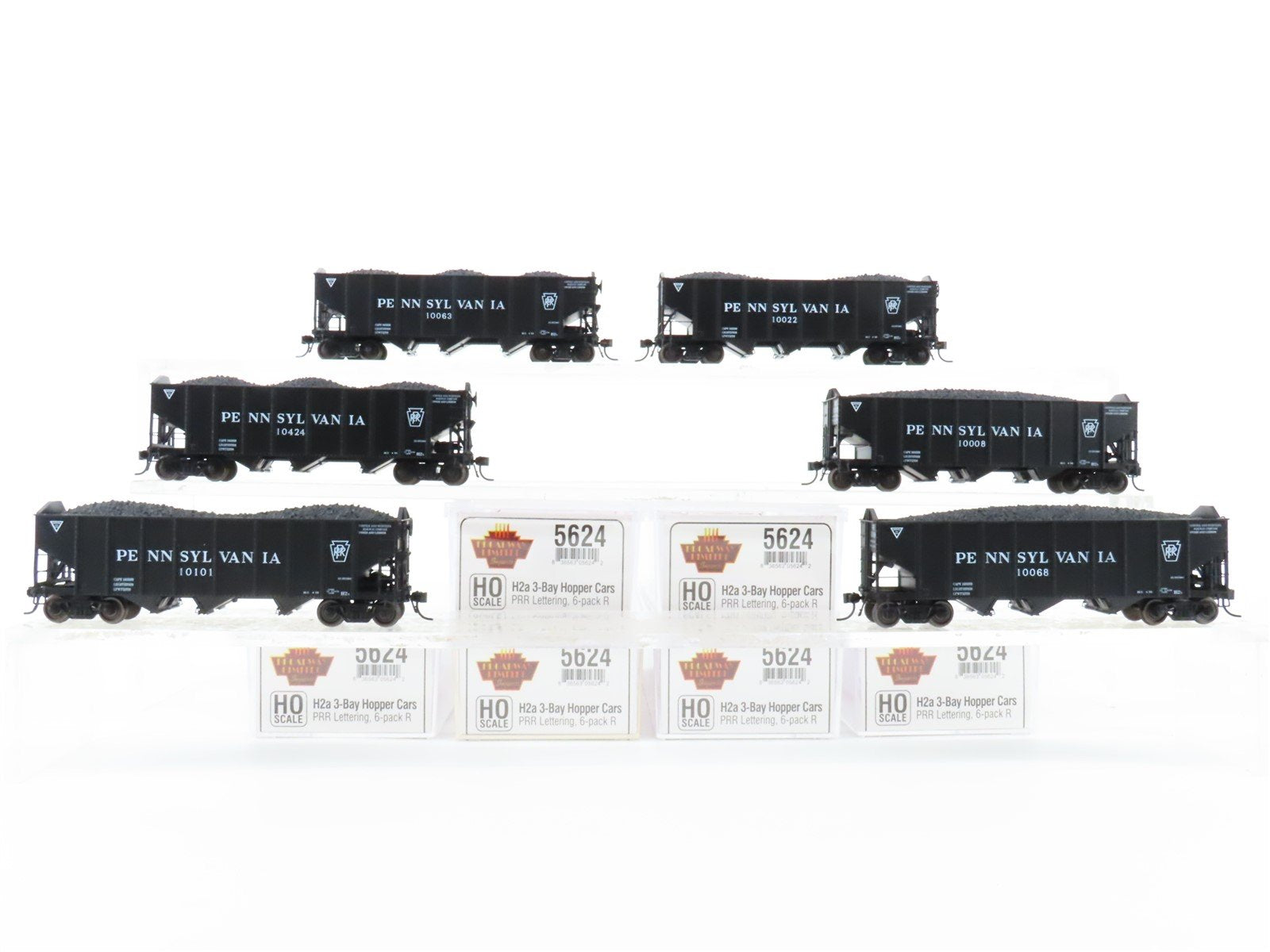 HO Broadway Limited BLI 5624 PRR Railway H2a 3-Bay Hopper Car 6-Pack