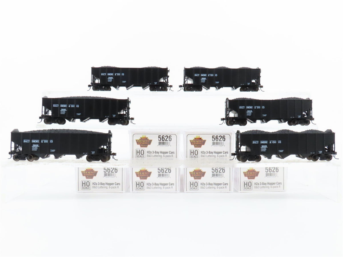 HO Broadway Limited BLI 5626 B&amp;O Railway H2a 3-Bay Hopper Car 6-Pack