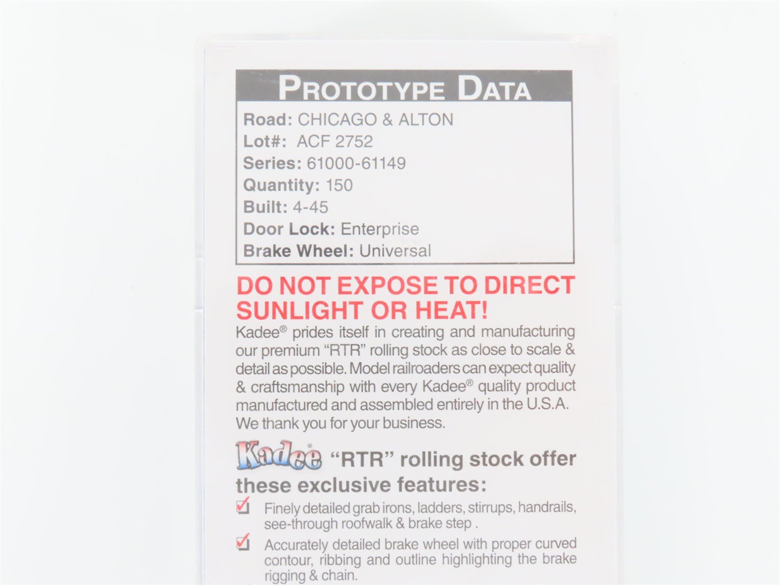 HO Scale Kadee 7519 Alton Railroad 2-Bay Open Hopper Car #61073 w/Load SEALED