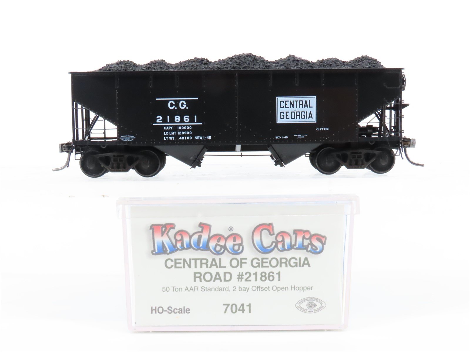 HO Scale Kadee 7041 Central of Georgia 2-Bay Hopper Car #21861 w/Load