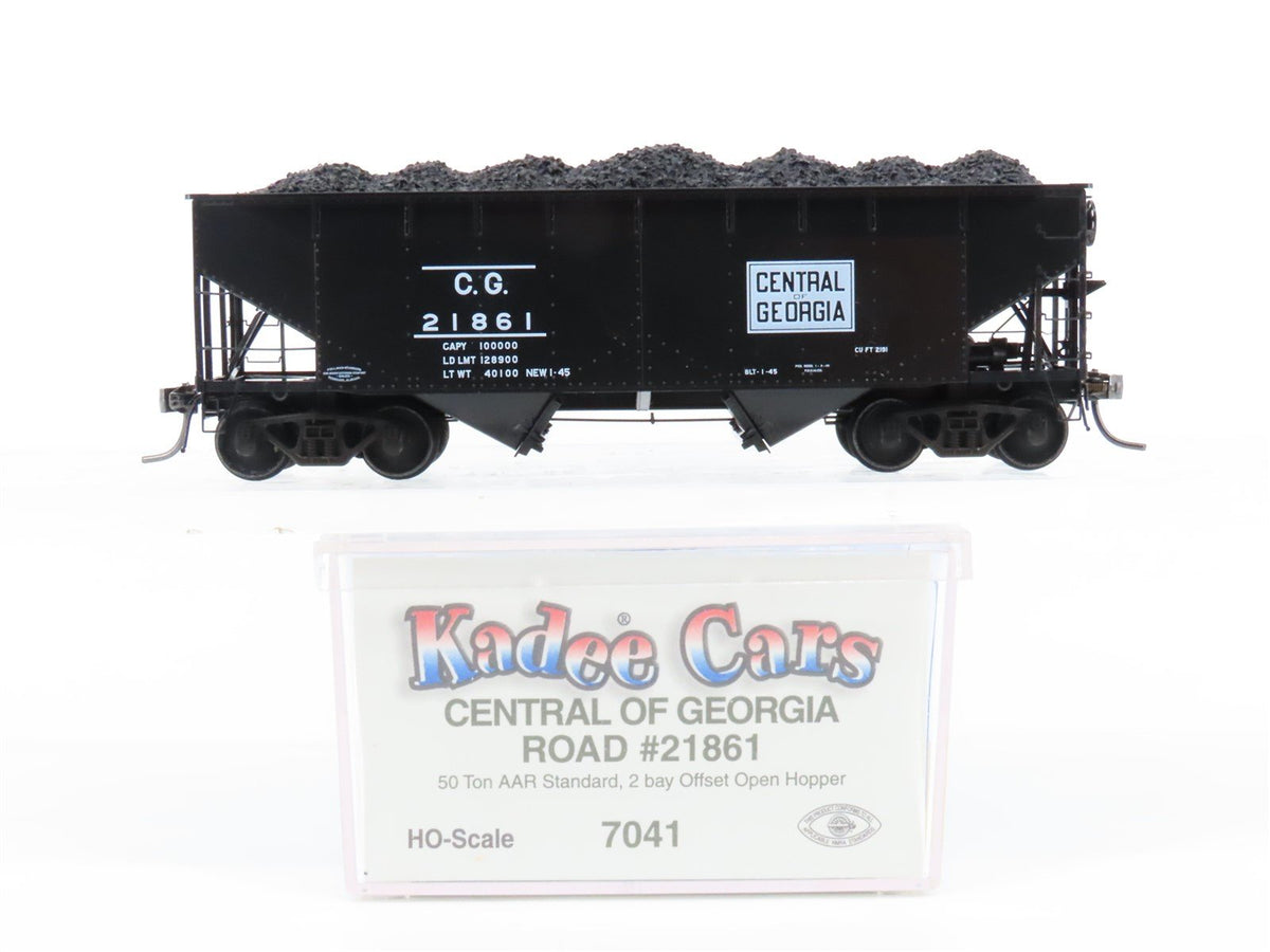 HO Scale Kadee 7041 Central of Georgia 2-Bay Hopper Car #21861 w/Load