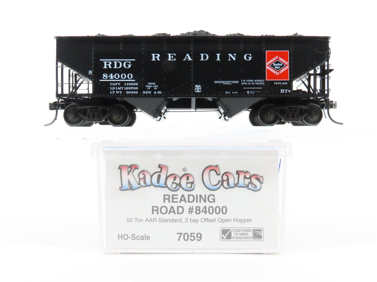 HO Scale Kadee 7059 RDG Reading 2-Bay 50-Ton Open Hopper Car #84000 w/Load