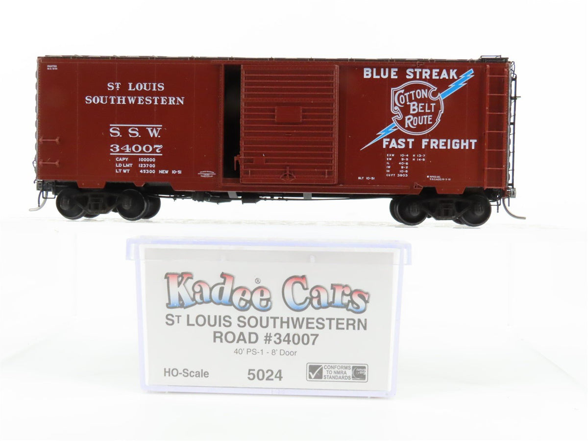 HO Scale Kadee 5024 SSW Cotton Belt &quot;Blue Streak&quot; 40&#39; Single Door Box Car #34007