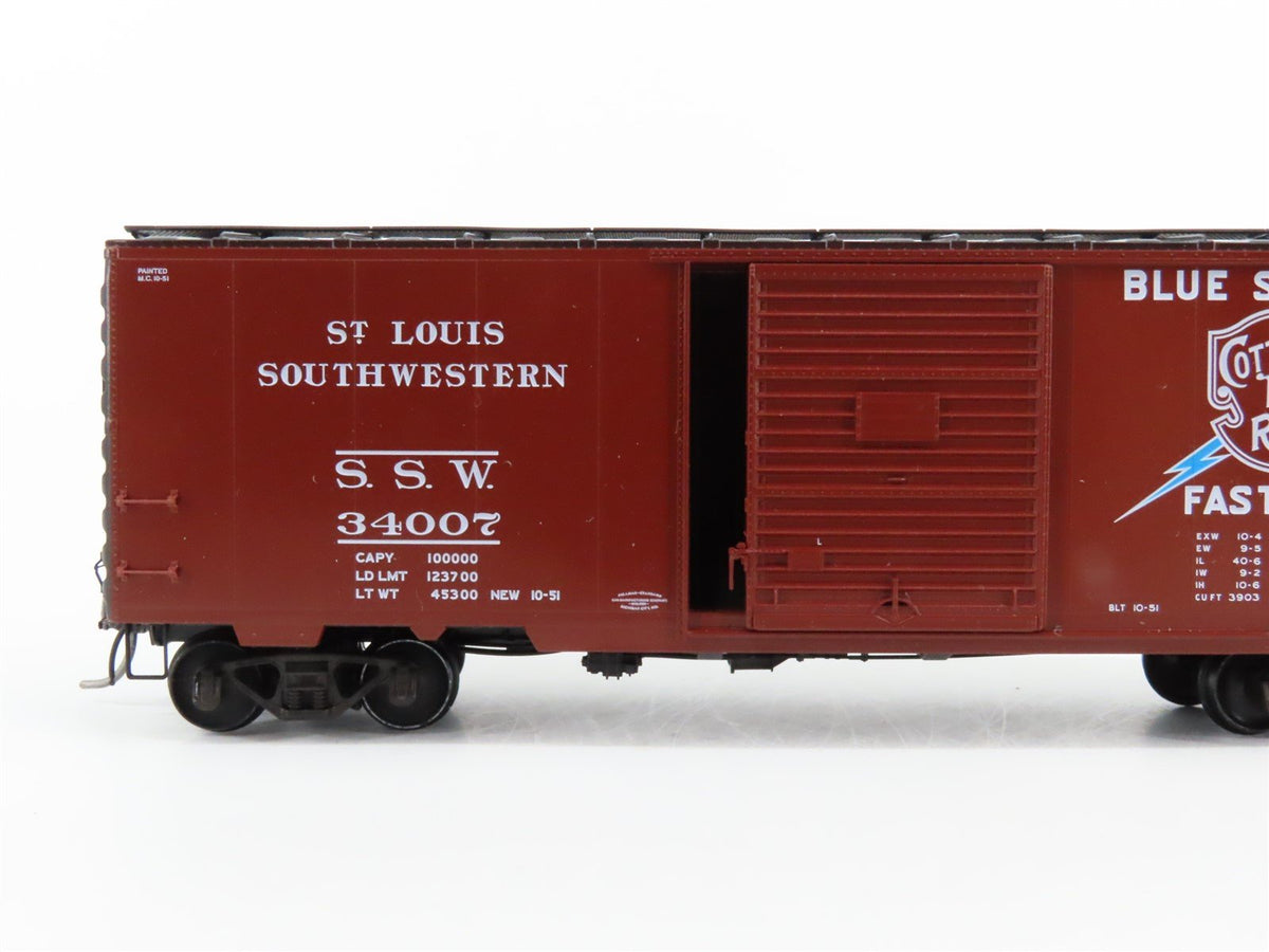 HO Scale Kadee 5024 SSW Cotton Belt &quot;Blue Streak&quot; 40&#39; Single Door Box Car #34007