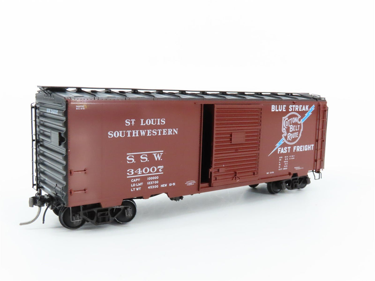 HO Scale Kadee 5024 SSW Cotton Belt &quot;Blue Streak&quot; 40&#39; Single Door Box Car #34007