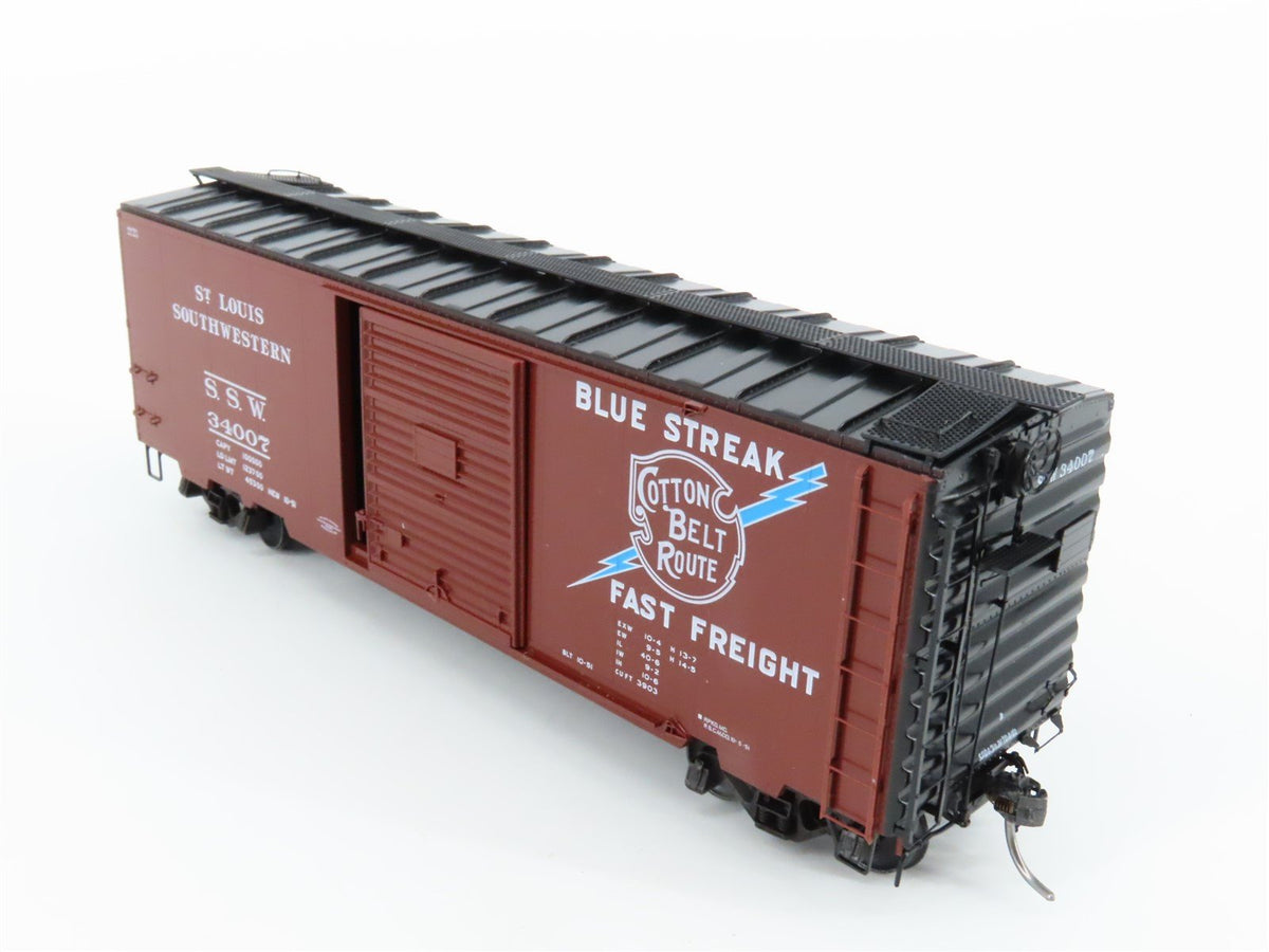 HO Scale Kadee 5024 SSW Cotton Belt &quot;Blue Streak&quot; 40&#39; Single Door Box Car #34007