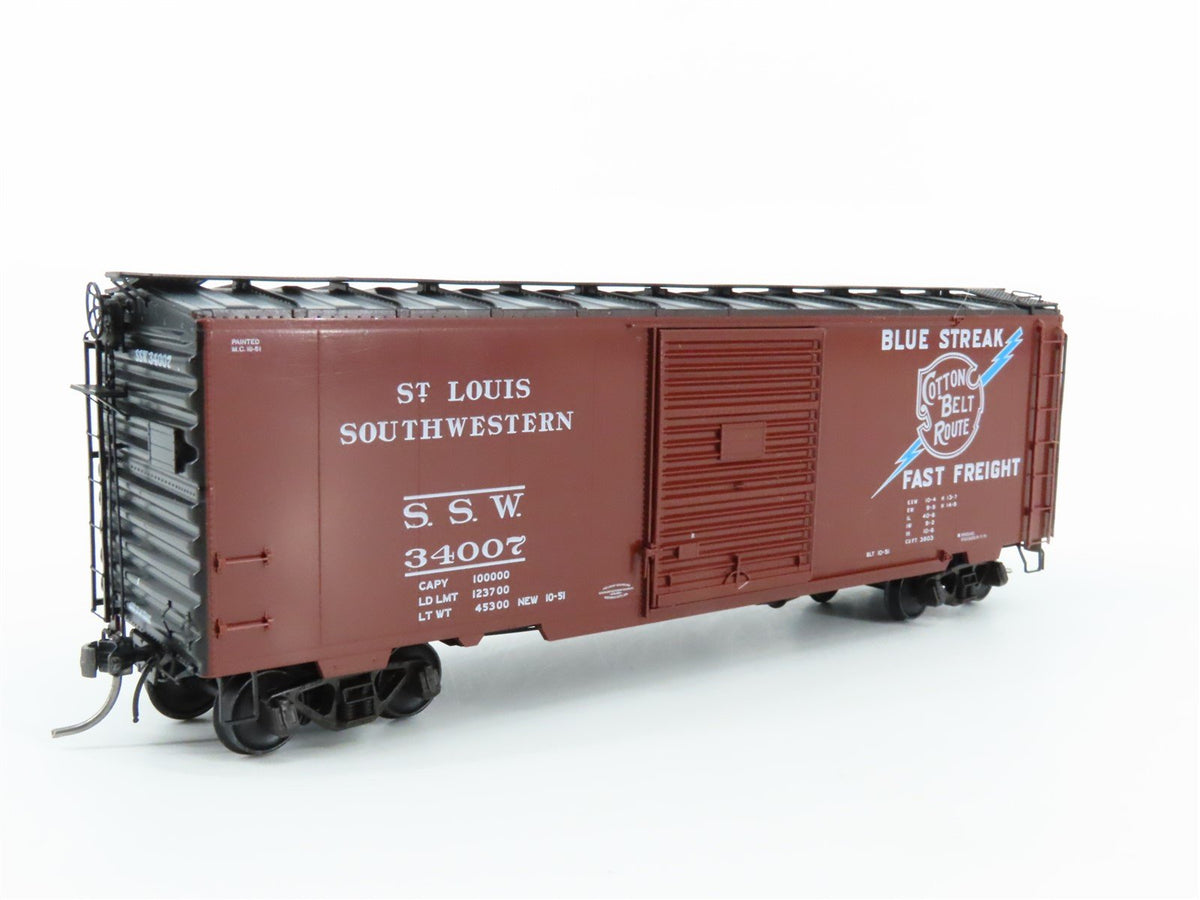 HO Scale Kadee 5024 SSW Cotton Belt &quot;Blue Streak&quot; 40&#39; Single Door Box Car #34007