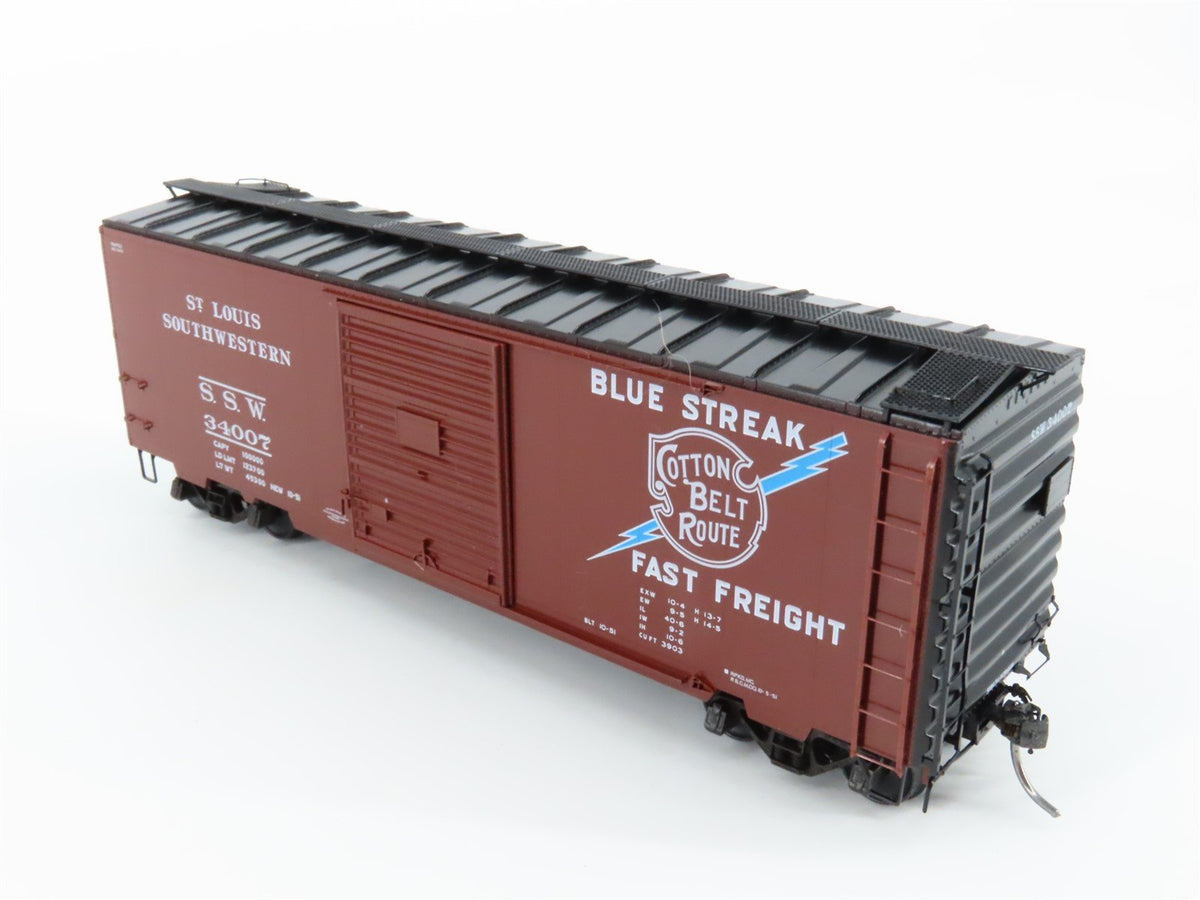 HO Scale Kadee 5024 SSW Cotton Belt &quot;Blue Streak&quot; 40&#39; Single Door Box Car #34007