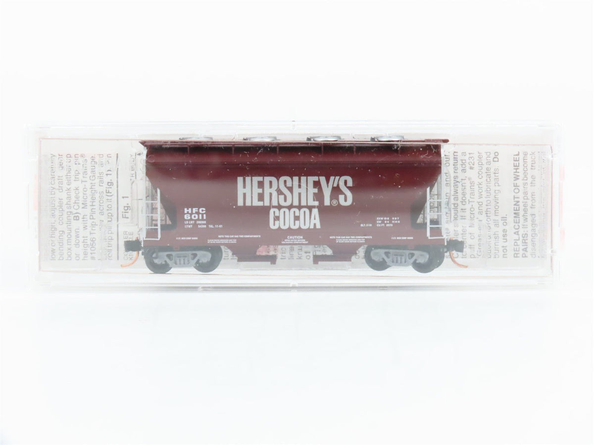 N Scale Micro-Trains MTL 92150 HFC Hershey&#39;s Cocoa 2-Bay Covered Hopper #6011