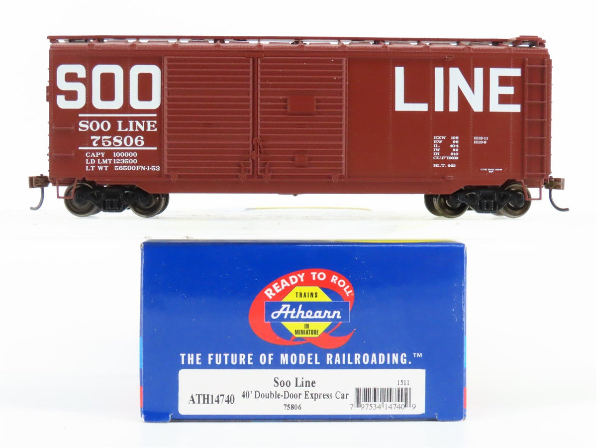 HO Scale Athearn ATH14740 SOO Line 40&#39; Double Door Express Boxcar #75806