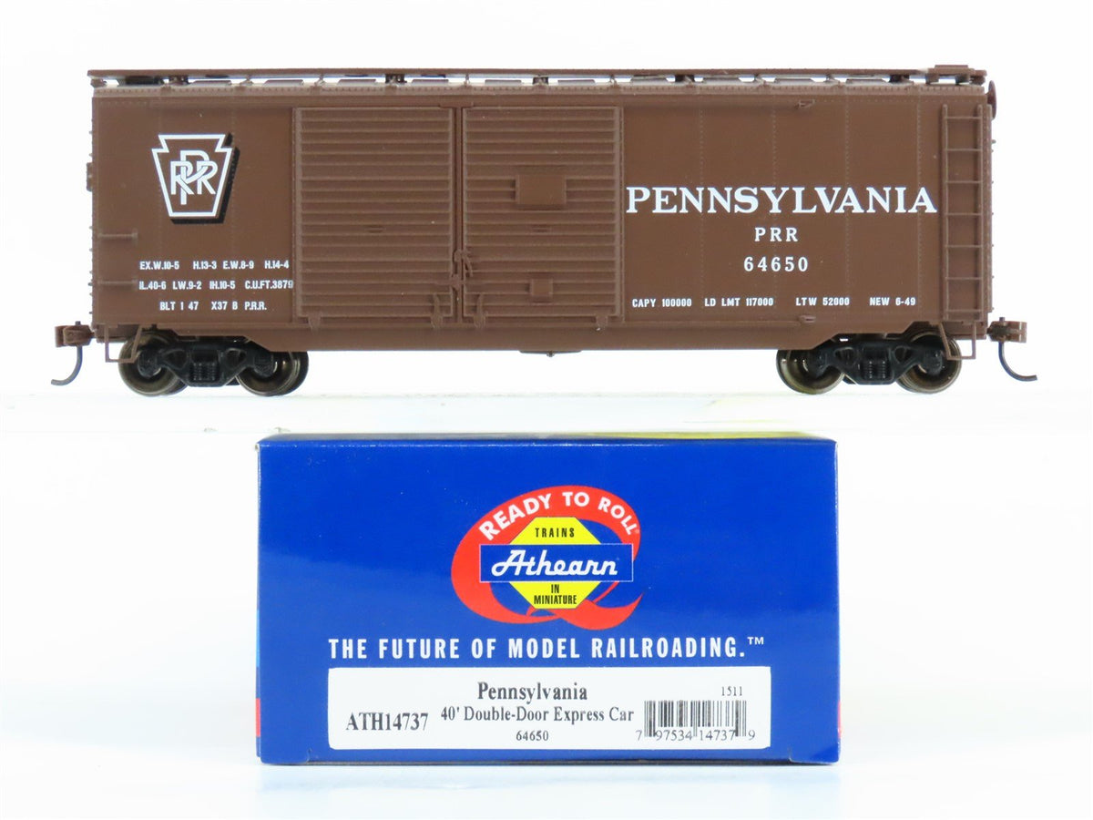 HO Scale Athearn ATH14737 PRR Pennsylvania 40&#39; Double Door Express Boxcar #64650