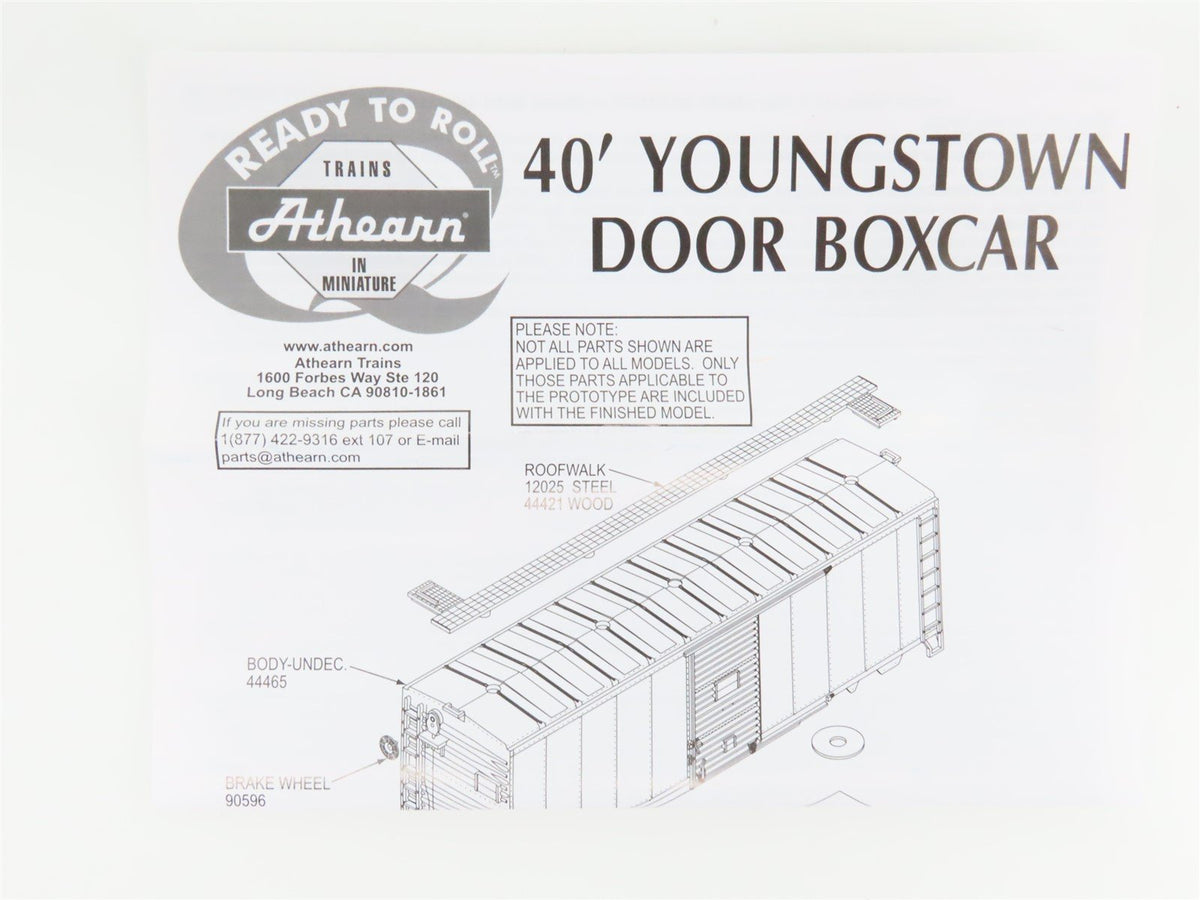 HO Scale Athearn ATH73539 WAB Wabash &quot;Heart&quot; 40&#39; Youngstown Boxcar #6055