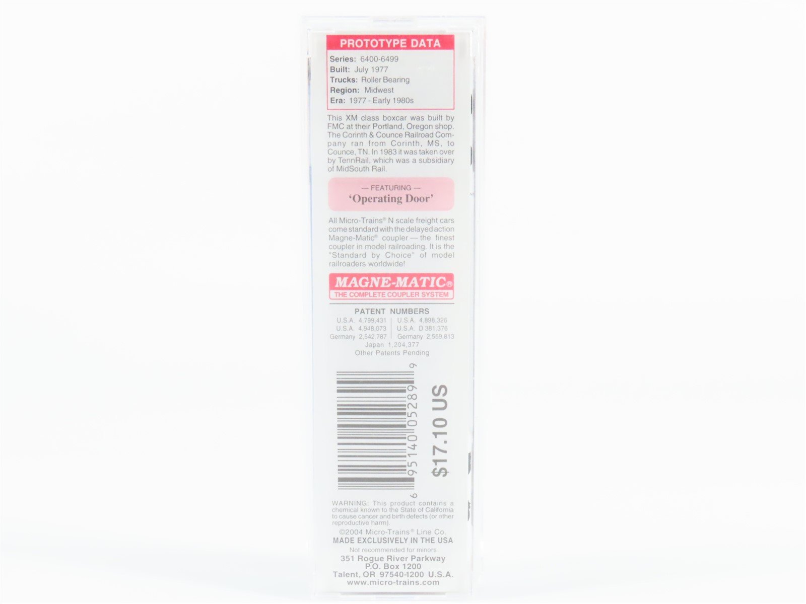 N Scale Micro-Trains MTL 25140 CCR Corinth & Counce Railroad 50' Box Car #6407