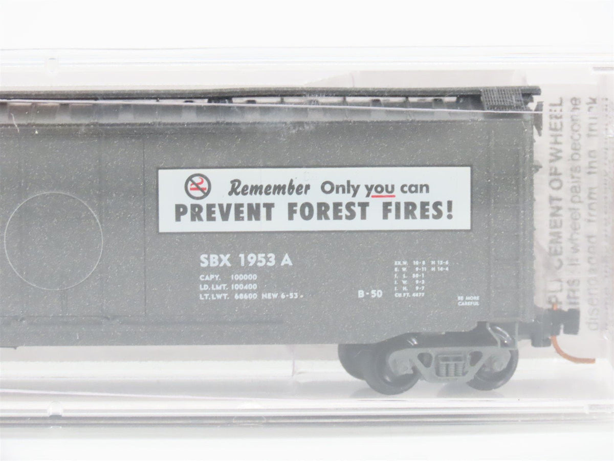 N Scale Micro-Trains MTL 03200401 SBX Smokey Bear 50&#39; Plug Door Box Car #1953A