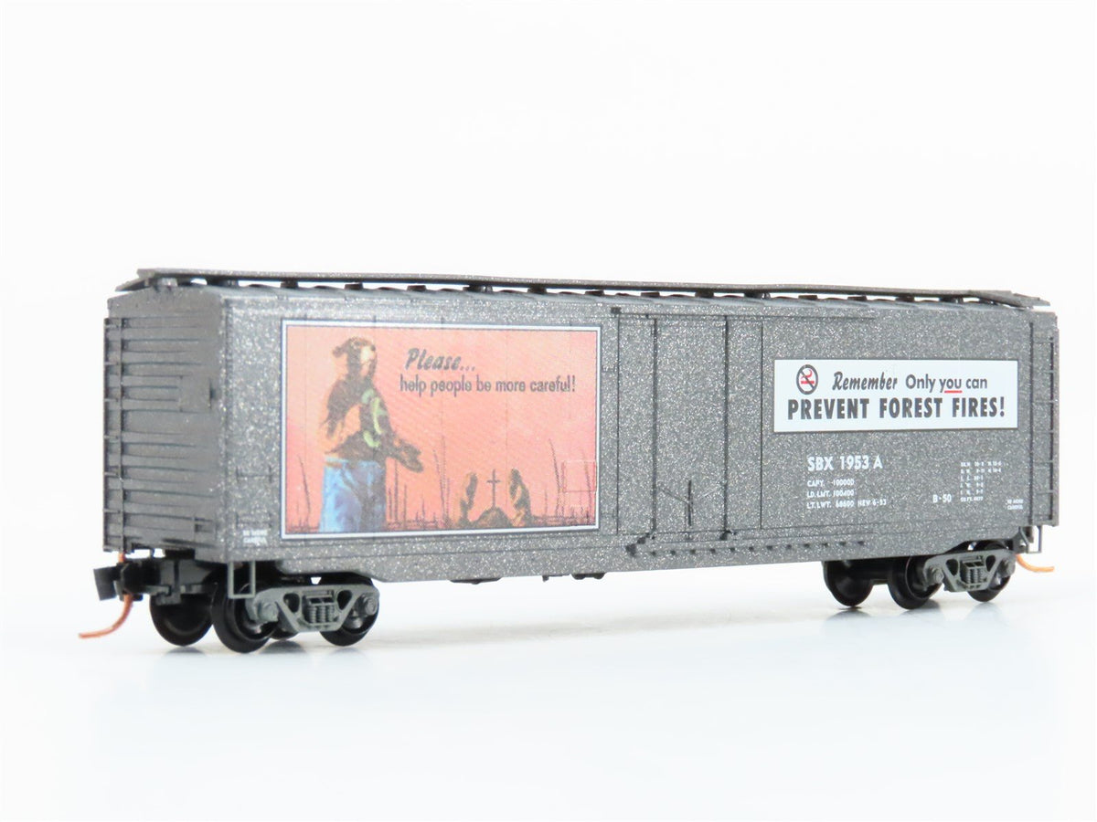 N Scale Micro-Trains MTL 03200401 SBX Smokey Bear 50&#39; Plug Door Box Car #1953A