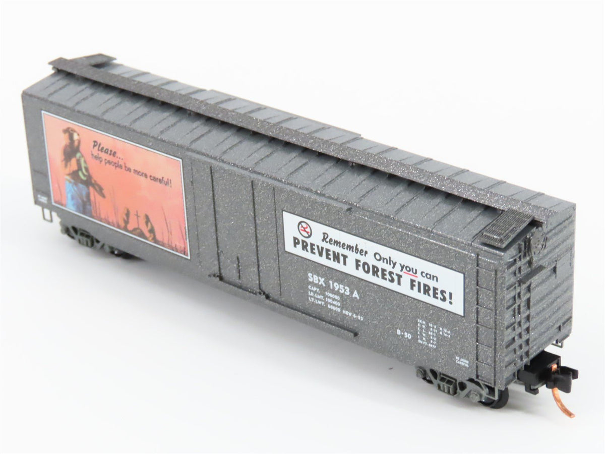 N Scale Micro-Trains MTL 03200401 SBX Smokey Bear 50&#39; Plug Door Box Car #1953A