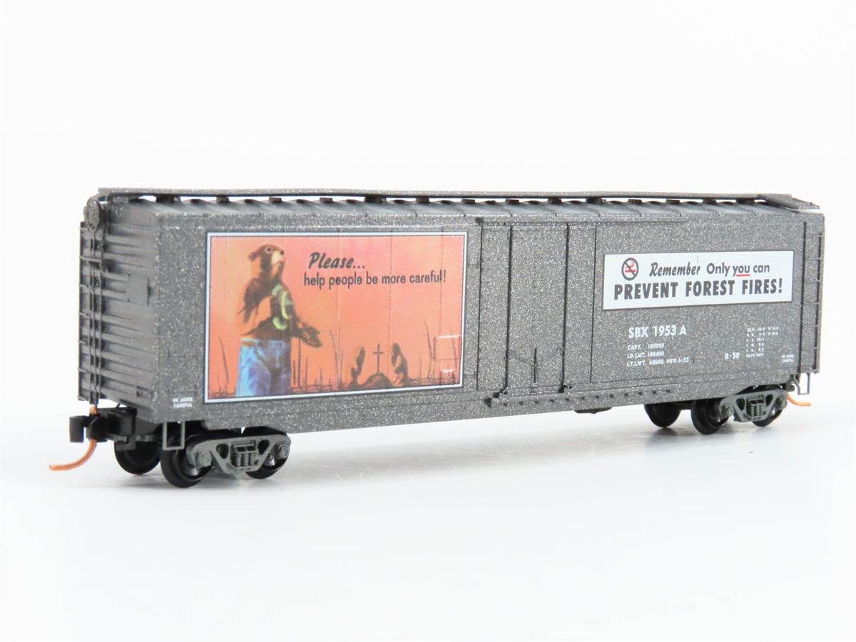 N Scale Micro-Trains MTL 03200401 SBX Smokey Bear 50&#39; Plug Door Box Car #1953A