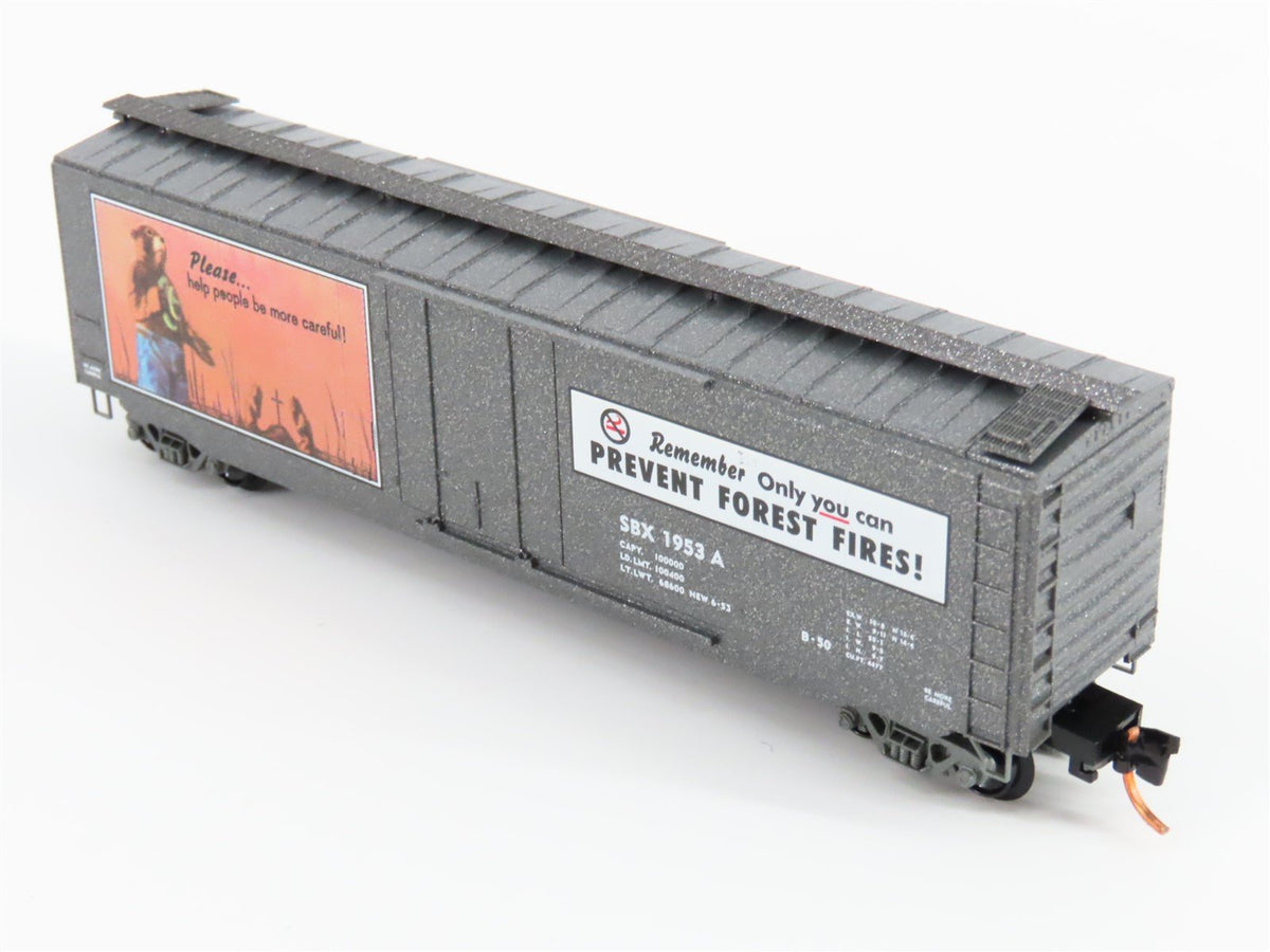 N Scale Micro-Trains MTL 03200401 SBX Smokey Bear 50&#39; Plug Door Box Car #1953A