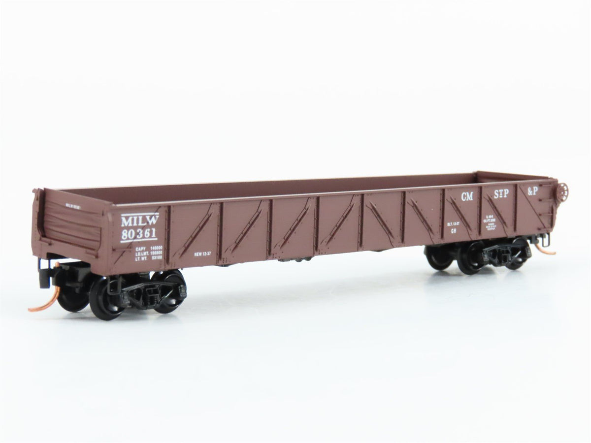 N Scale Micro-Trains MTL 60010 CMSTP&amp;P MILW Milwaukee Road 50&#39; Gondola #80361