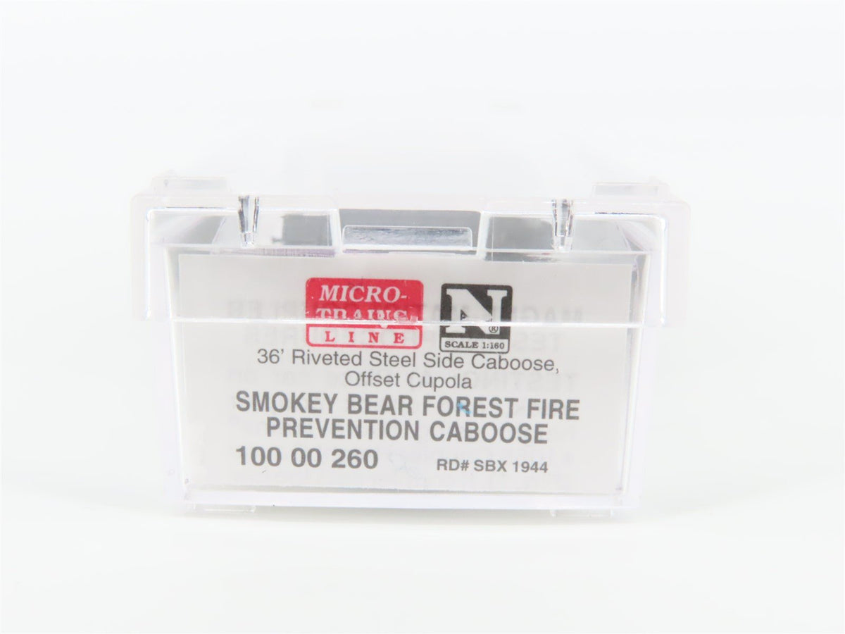 N Micro-Trains MTL 10000260 SBX Smokey Bear Fire Prevention 36&#39; Caboose #1944