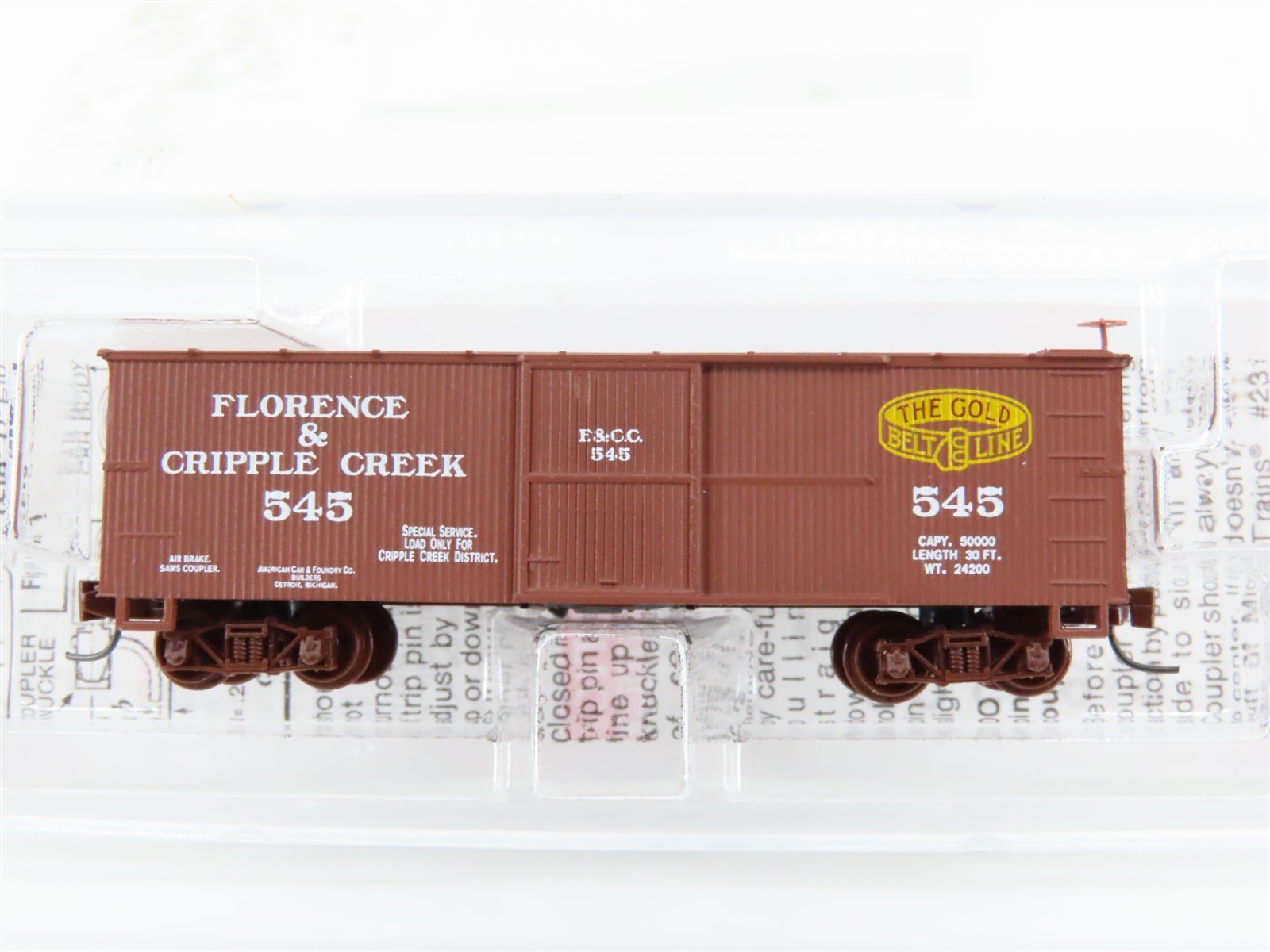 Nn3 Scale Micro-Trains MTL 80000040 F&CC The Gold Belt Line Box Car #545