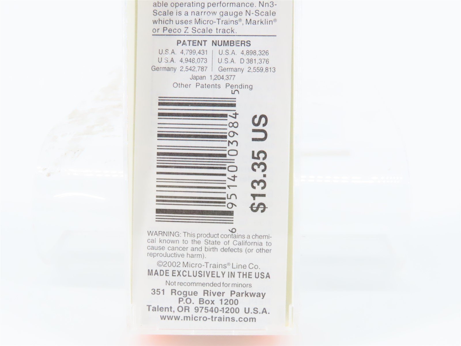 Nn3 Scale Micro-Trains MTL 15103 OR&L Oahu Railway & Land Co. Box Car #325
