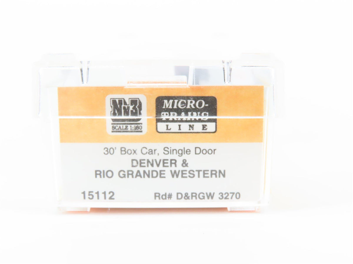 Nn3 Scale Micro-Trains MTL 15112 D&amp;RGW Rio Grande 30&#39; Single Door Box Car #3270