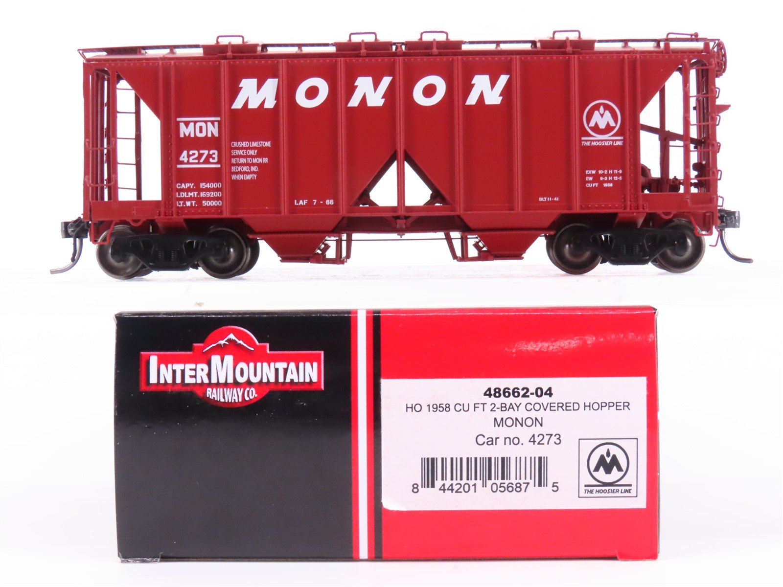 HO Scale Intermountain 48662-04 MON Monon "Hoosier Line" 2-Bay Hopper Car #4273