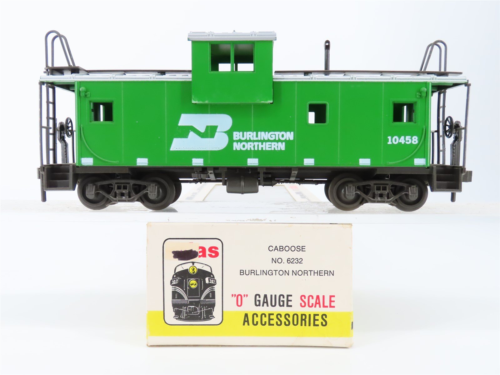 O Gauge 3-Rail Atlas 6232 BN Burlington Northern Extended Vision Caboose #10458