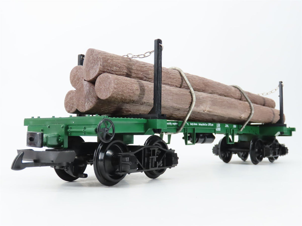 G Scale LGB 4066 Green Spine Log Car w/ Log Load